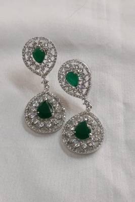 Premium quality brass silver plated cz american diamond drop/dangle earrings for women/girls 5