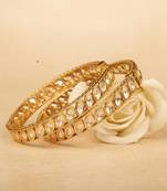 Premium quality brass gold plated set of 2 kundan bangles for women/girls