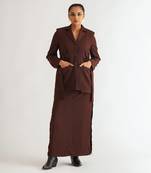 Wine crepe skirt set