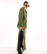 Green crepe skirt set