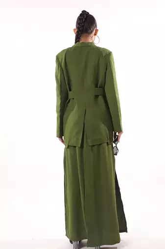 Green crepe skirt set
