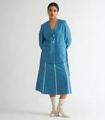 Blue cotton check skirt set