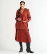 Warm red crepe skirt set