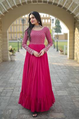 Fancy and ethnic pink colour party gown with heavy sequins work 1