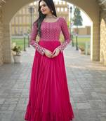 Fancy and ethnic pink colour party gown with heavy sequins work