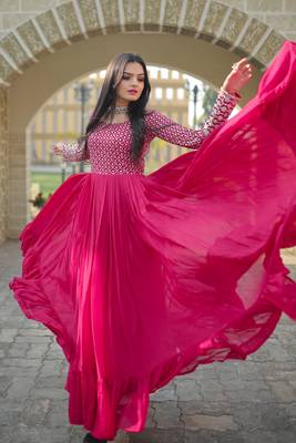 Fancy and ethnic pink colour party gown with heavy sequins work 3