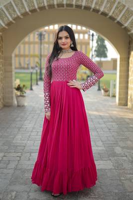 Fancy and ethnic pink colour party gown with heavy sequins work 4
