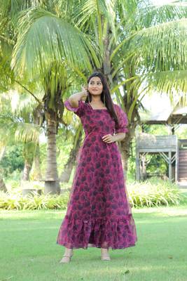 Trendy wine colour long kurti for ethnic and party looks 1