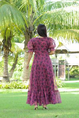 Trendy wine colour long kurti for ethnic and party looks 2