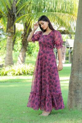 Trendy wine colour long kurti for ethnic and party looks 4