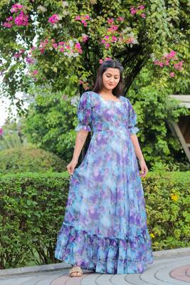 Trendy blue colour long kurti for ethnic and party looks 1