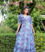 Trendy blue colour long kurti for ethnic and party looks