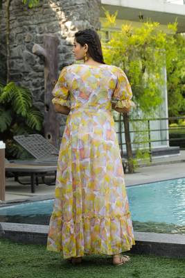 Trendy yellow colour long kurti for ethnic and party looks 2