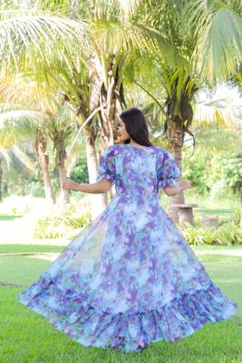 Trendy blue colour long kurti for ethnic and party looks 2