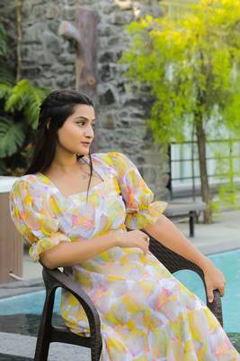 Trendy yellow colour long kurti for ethnic and party looks 3