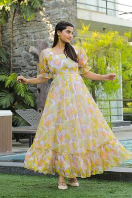 Trendy yellow colour long kurti for ethnic and party looks 4