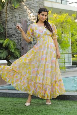 Trendy yellow colour long kurti for ethnic and party looks 5