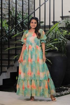 Trendy multy colour long kurti for ethnic and party looks 4