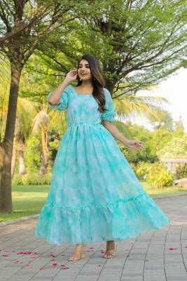 Trendy sea green colour long kurti for ethnic and party looks 4