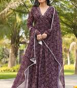 Smart and elegant wine colour gown with dupatta for trendy looks