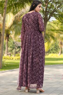 Smart and elegant wine colour gown with dupatta for trendy looks 2