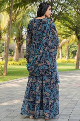 Smart and elegant blue colour gown with dupatta for trendy looks 2