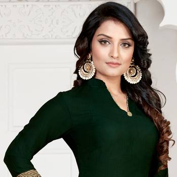 Dark-green printed crepe salwar 2