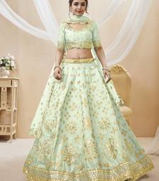  Pista Green Sequins Foil & Zari Embroidered Art Silk Designer Lehenga Choli