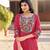 Designer slub cotton pink floral yoke printed kurta