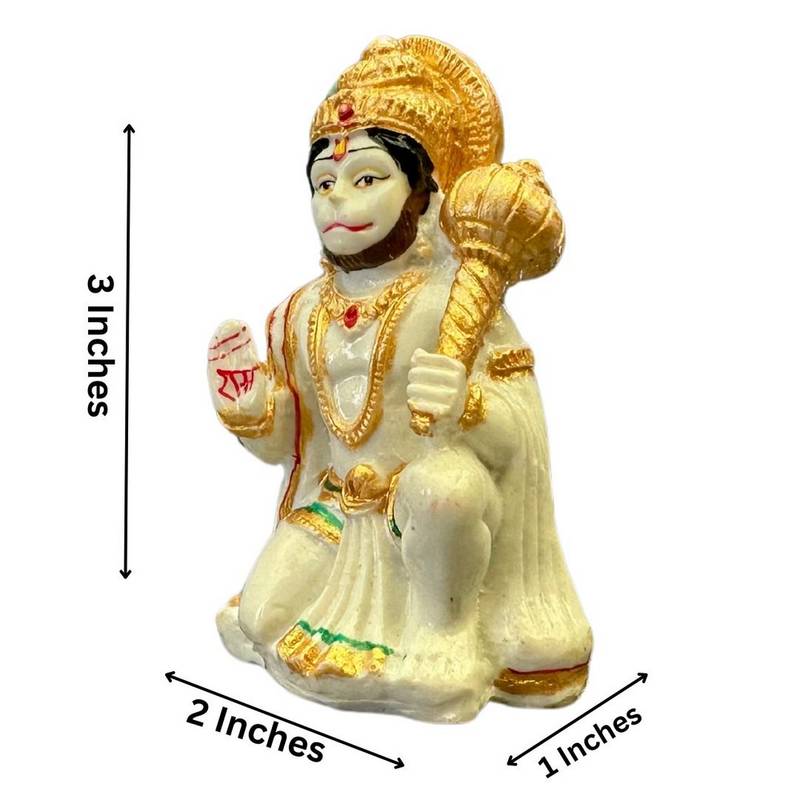 Marble Made Gloss Finish White Hanuman Ji Murti