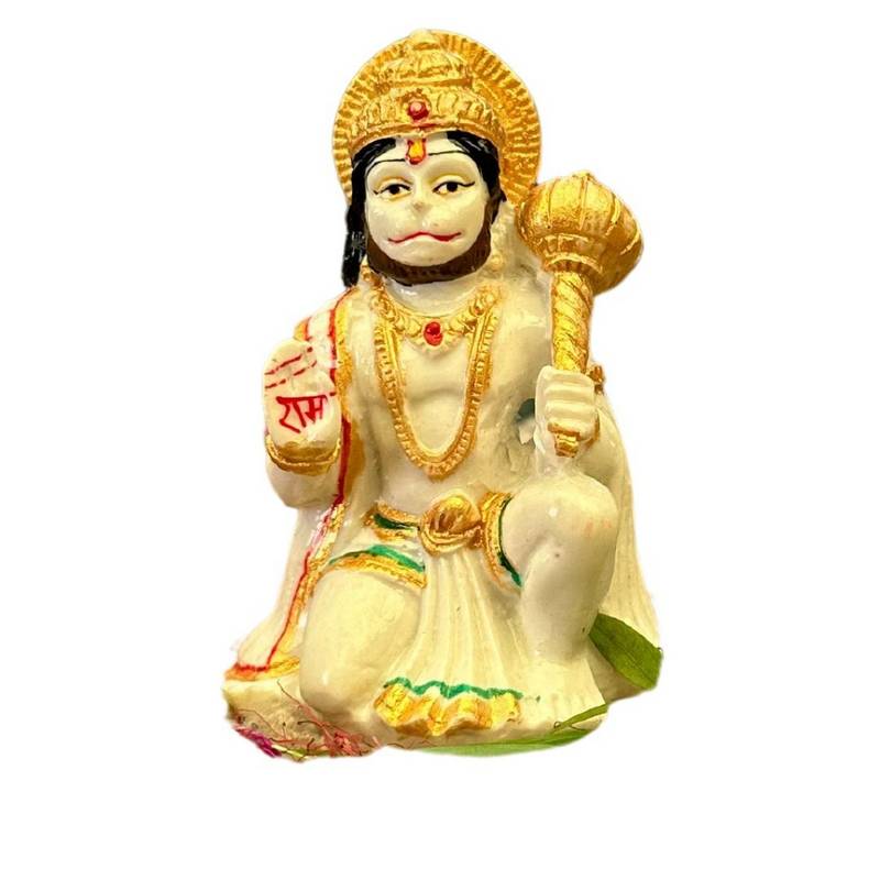 Marble Made Gloss Finish White Hanuman Ji Murti