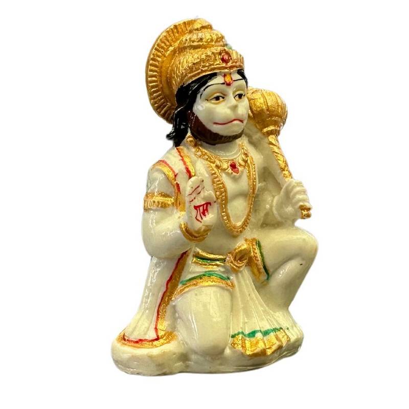 Marble Made Gloss Finish White Hanuman Ji Murti