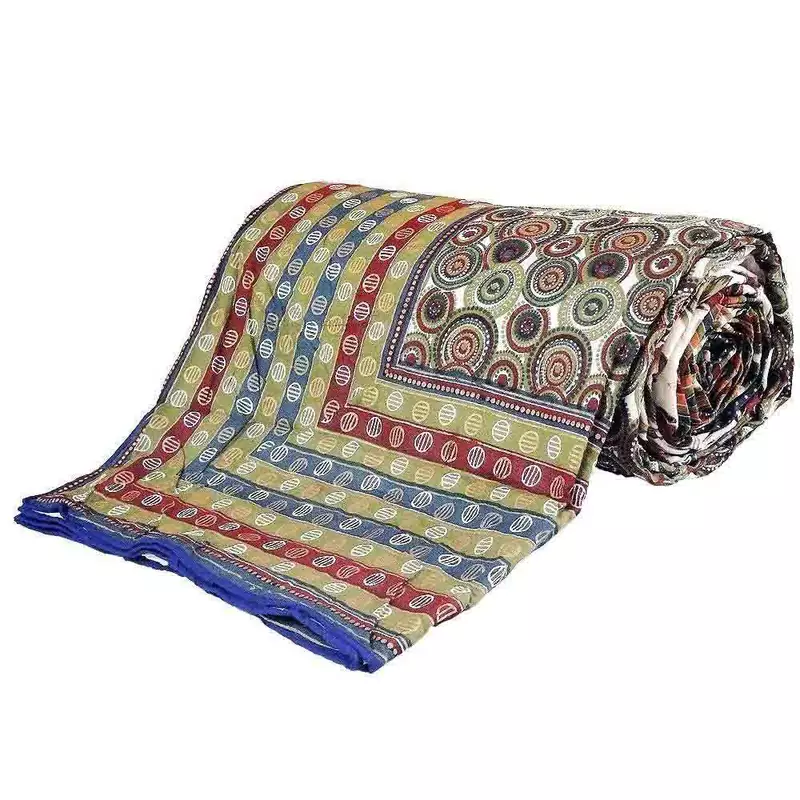 Handblock Print Multicolor Cotton Double Bed Dohar Diwali Gift 308