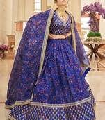 Fetching Blue Thread Zari Dori And Sequins Embroidered Organza Party Wear Lehenga Choli