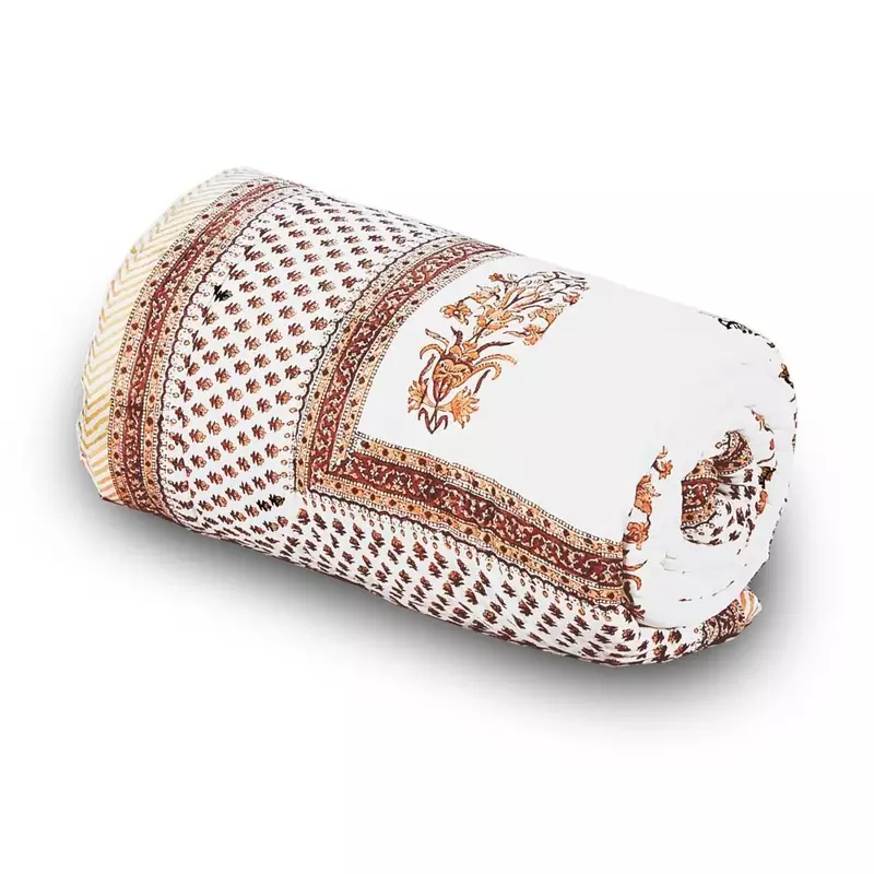 Brown Floral Designer Cotton Double Bed Comforter Deepawali Gift 606