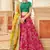 Pink-Green Thread Zari Dori And Sequins Embroidered Art Silk Pink Lehenga And Green Choli For Bride