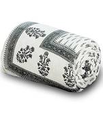 Handblock Grey Print Cotton Double Bed Comforter Diwali Gift 613