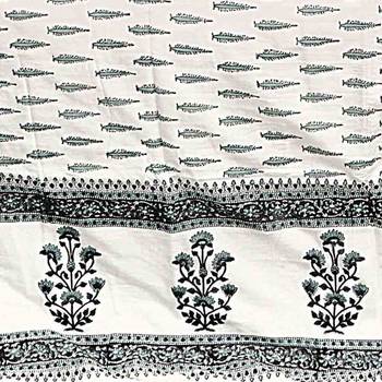 Handblock Grey Print Cotton Double Bed Comforter Diwali Gift 613 3