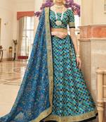  Blue Thread Zari Dori And Sequins Embroidered Art Silk Designer Lehenga Choli