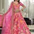 Deep Pink Dori And Sequins Embroidered Art Silk Floral Lehenga For Wedding