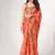 Women'S Orange Organza Saree For Weddings