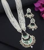 traditional ethnic kundan pearl studded long necklace set