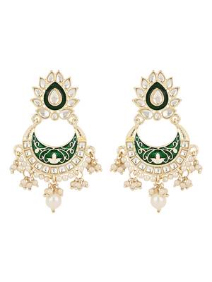 traditional ethnic kundan pearl studded long necklace set 3