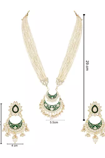 traditional ethnic kundan pearl studded long necklace set