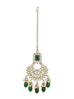 traditional pearl kundan choker necklace jewellery set with maang tikka 4
