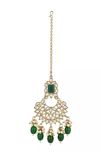 traditional pearl kundan choker necklace jewellery set with maang tikka