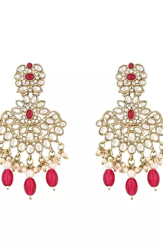 traditional kundan pearl drop bridal choker necklace with chandbali earrings & maang tikka jewellery set