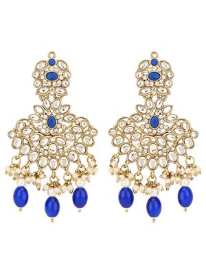 traditional kundan pearl drop bridal choker necklace with chandbali earrings & maang tikka jewellery set 3