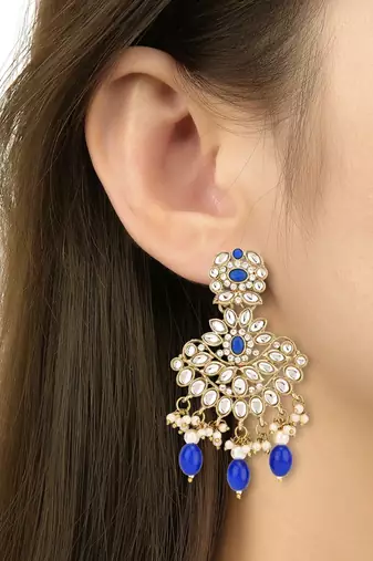 traditional kundan pearl drop bridal choker necklace with chandbali earrings & maang tikka jewellery set
