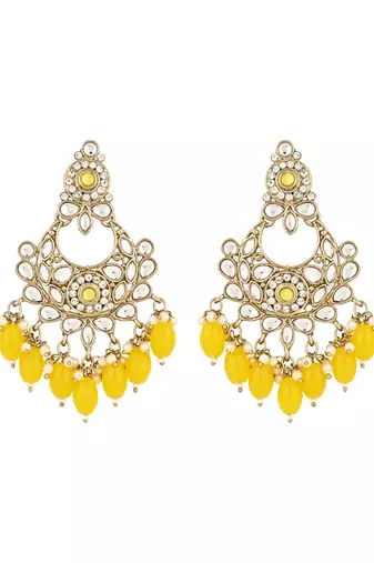 traditional kundan pearl drop bridal choker necklace with chandbali earrings & maang tikka jewellery set